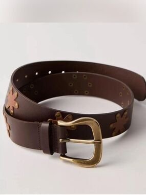 1189. FREE PEOPLE  Sonny Studded Leather Belt in Bitter Bark/ brown NWT $48